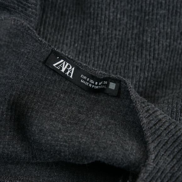 Zara Gray Soft Nit Boxy Ribbed Short Sleeve Top Women Sz S - Picture 5 of 7